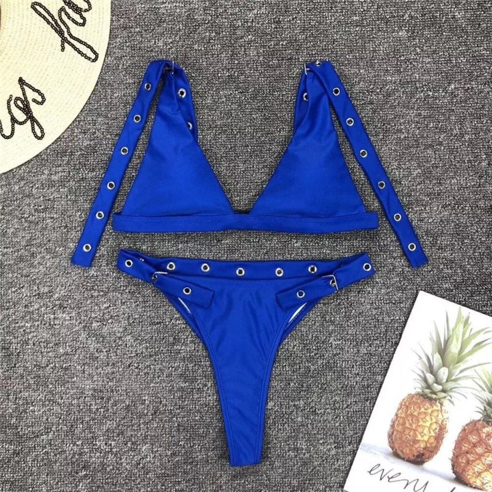 LASTONE NEW Royal Blue Buckle Two Piece Bikini Set - Picture 3 of 5